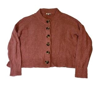 Madewell Cropped Oversize Cotton Cardigan XS Sweater Button Knit Cottagecore